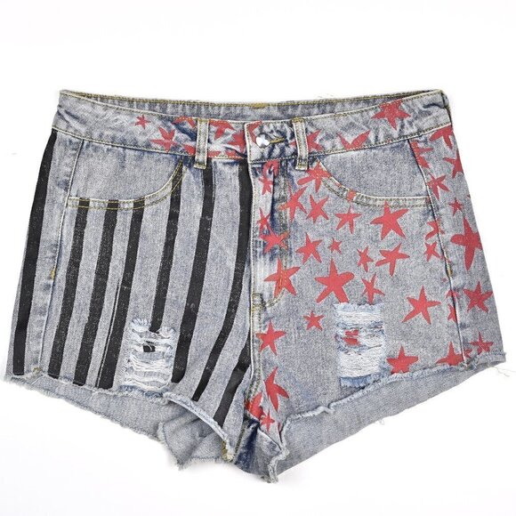 Birds of Prey Pants - Birds of Prey Denim Stars Stripes Shorts S 27/28